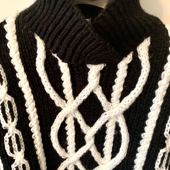 Cristina’s Black and White Shawl Neck Pullover Sweater Medium - Picture 4 of 13
